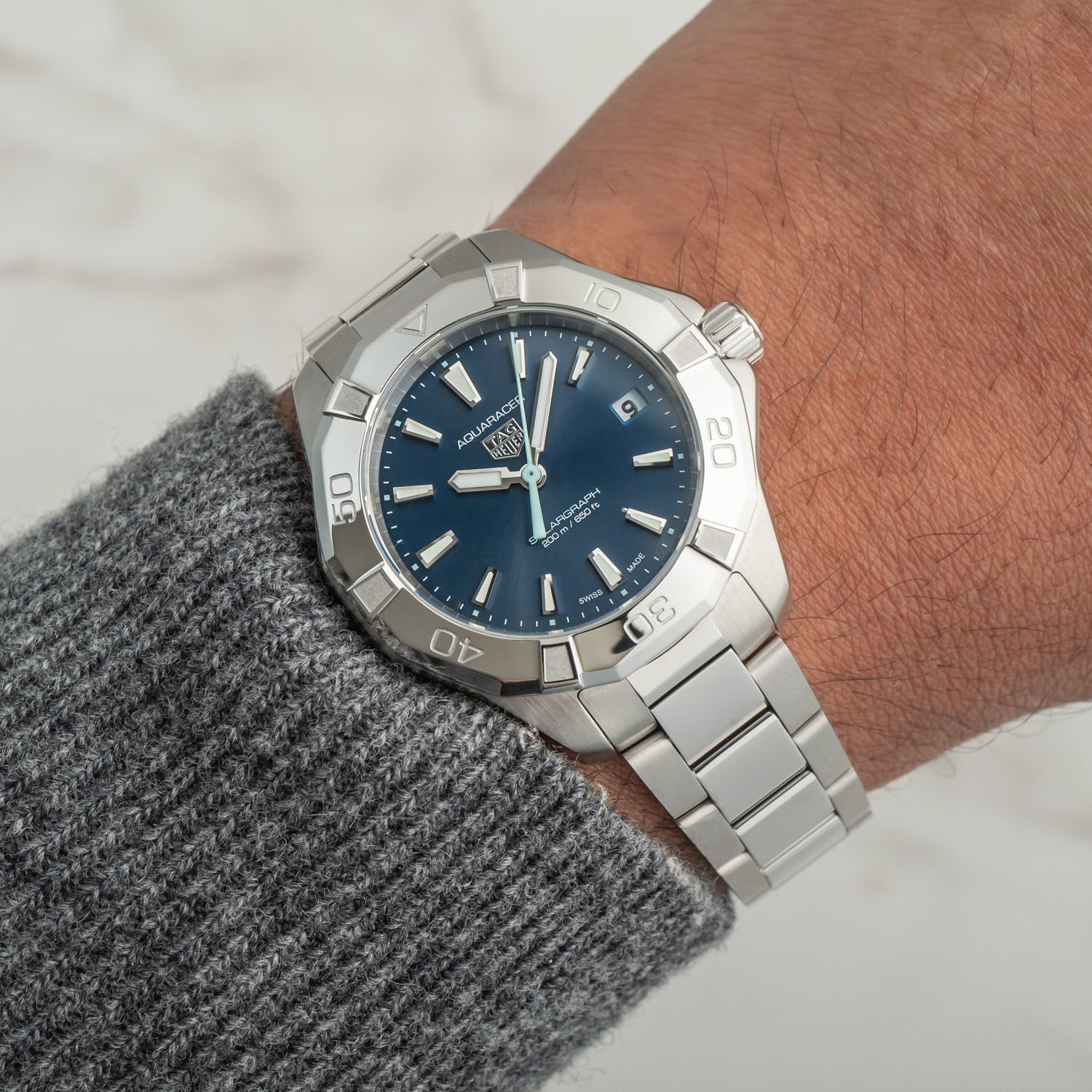 tag heuer aqua racer professional 200 solargraph 34mm on wrist